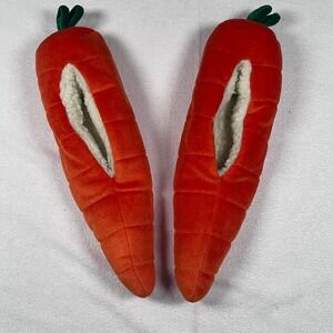 Carrot Shaped Slippers Medium Plush Lined Novelty Orange Size 7-8 Indorables